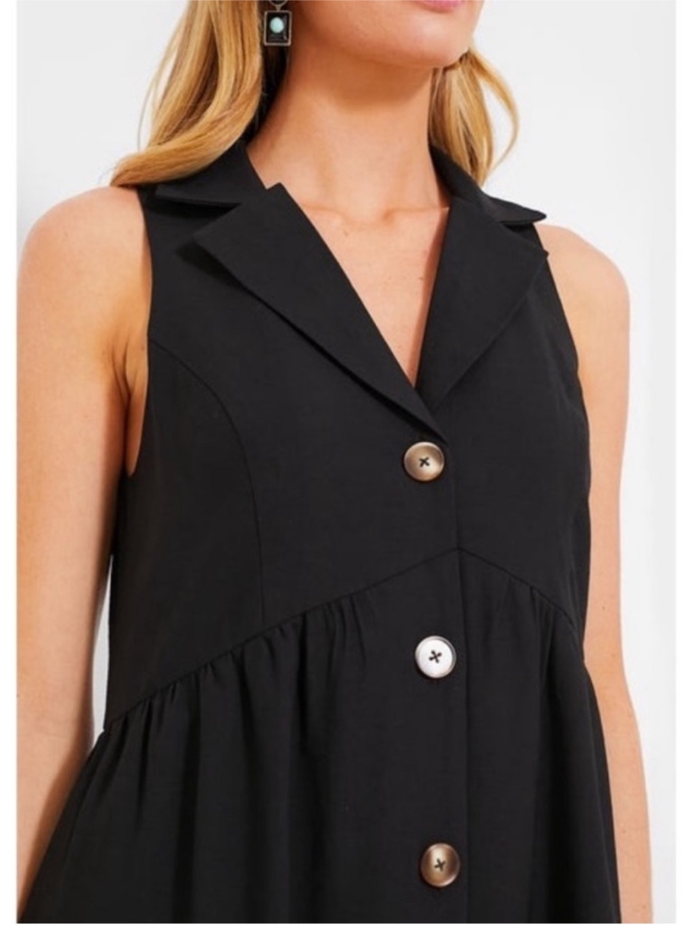 Pomander Place by Tuckernuck Black Jules Midi Dress Small Button Down Sleeveless - Picture 4 of 16